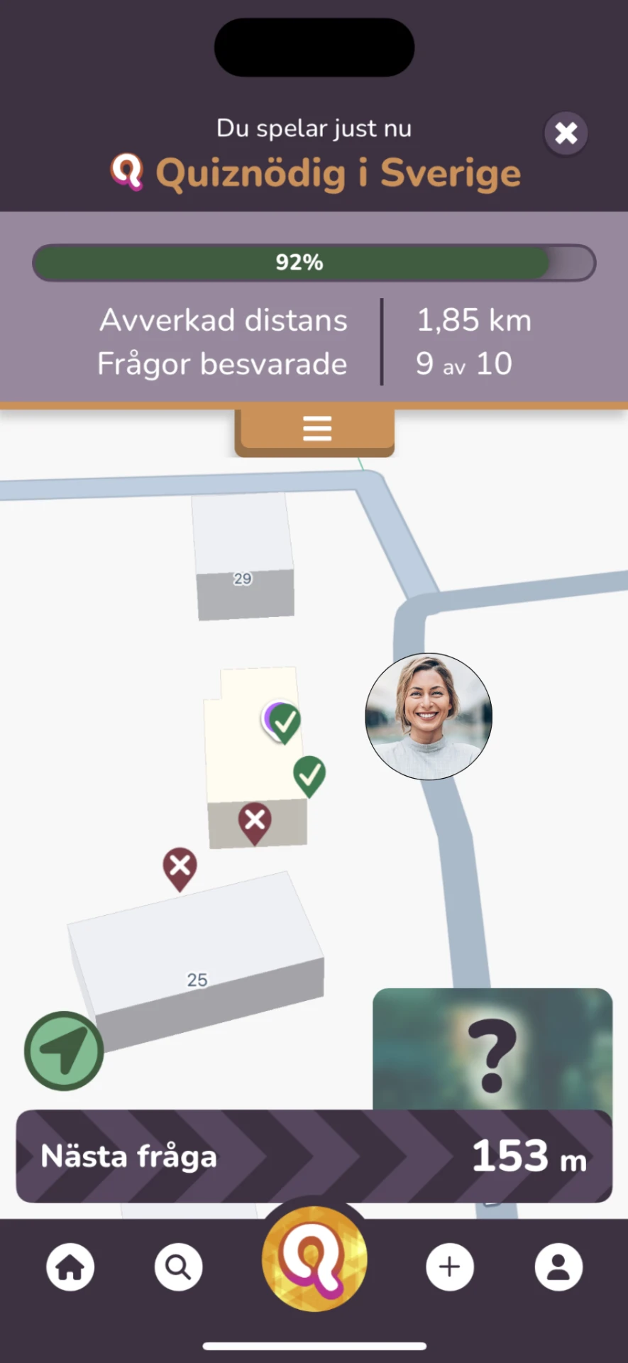 ActiveQuiz karta med quizpromenad