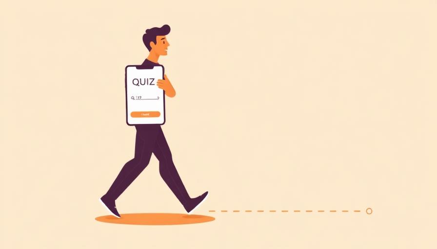 Person som promenerar med quizfrågor i mobilen
